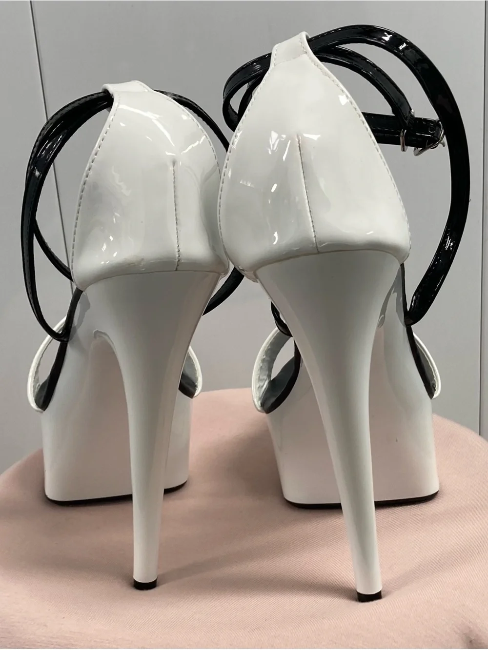 Women's Black & White Platform Ankle-Strap Sandals